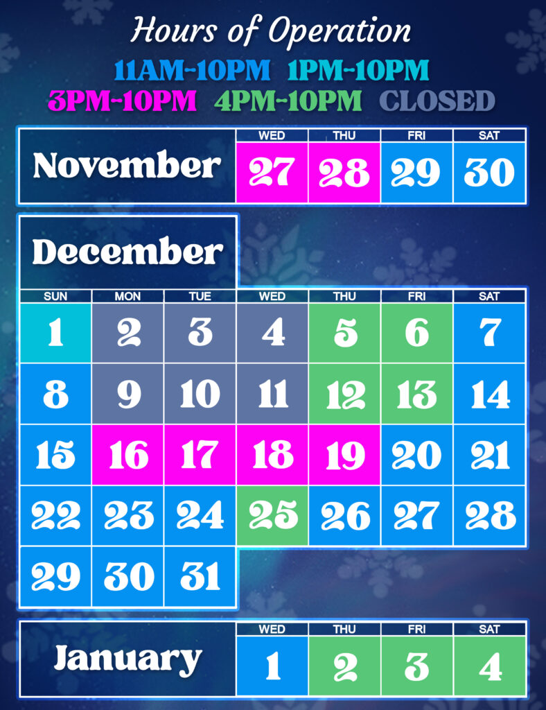 HolidaySnowfest HoursCalendar 2024 2025 Rev1 1